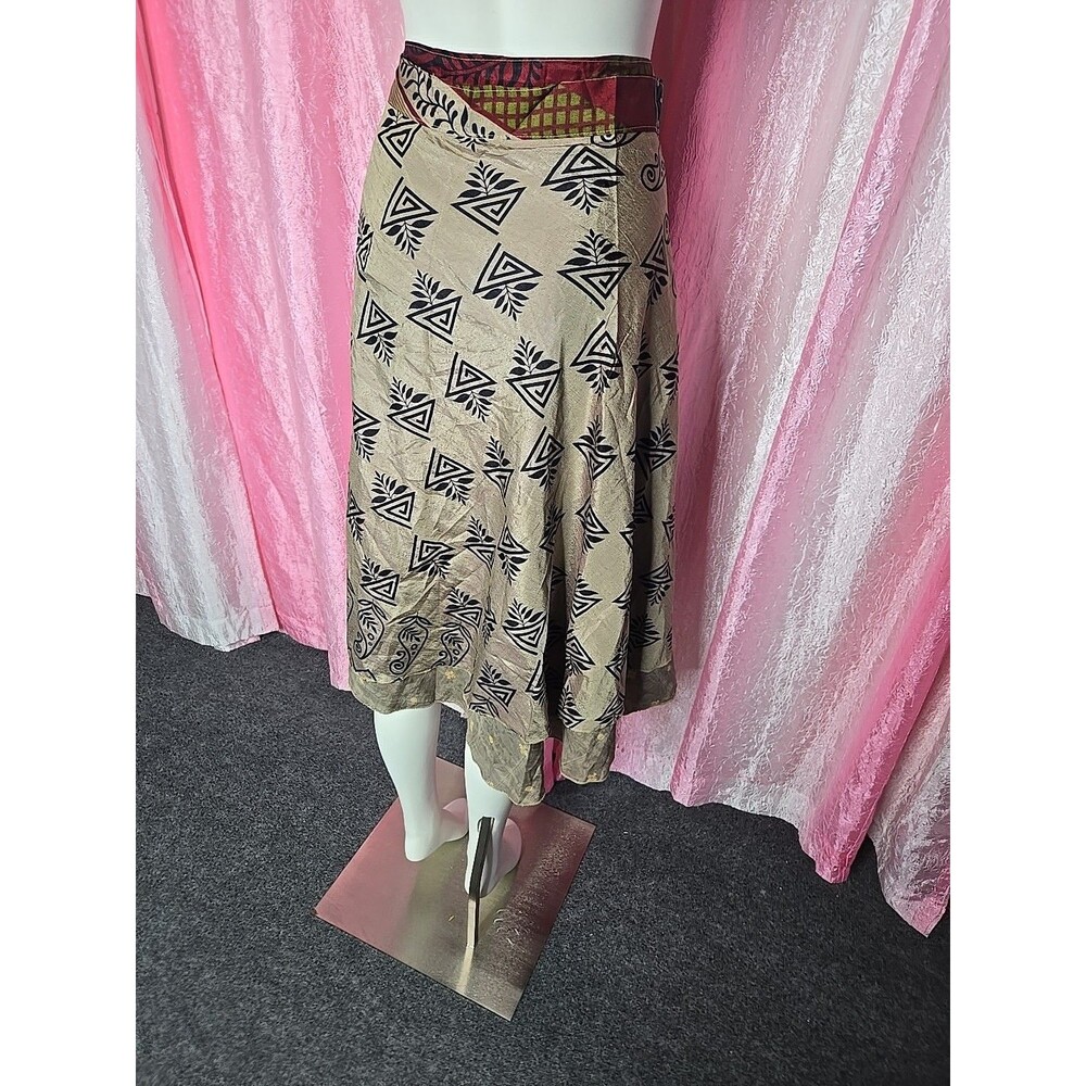 Earthbound Artsy Floral Boho Hippie Festival Reversible Wrap Skirt One Size - Picture 8 of 13